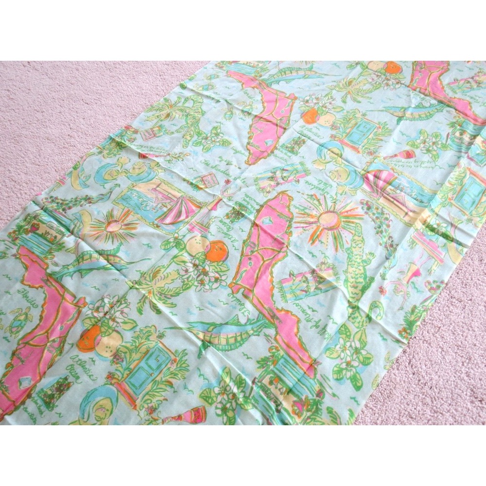 NWT Lilly Pulitzer Murfee States Florida Scarf Multi Tropical Silk Cashmere